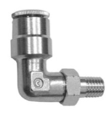 1/4 PUSH ON X 1/8-27 NPT MALE ELBOW SWIVEL GREASE FITTING NICKEL PLATED BRASS - Standard Grease Fittings
