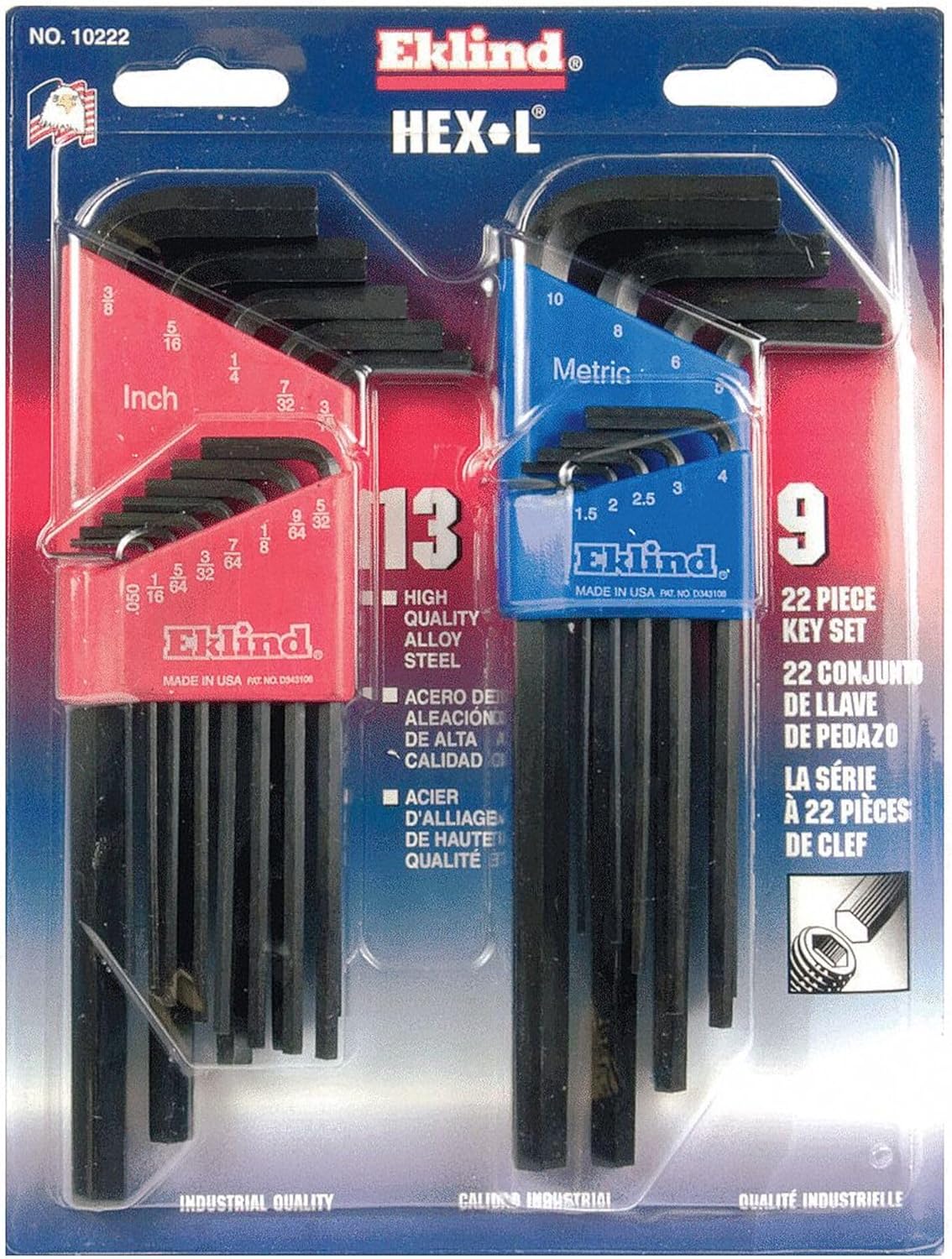 13 PC & 9 PC HEX KEY SET (.050 - 3/8 & 1.5M - 10M) - L-Handle Hex Key Sets