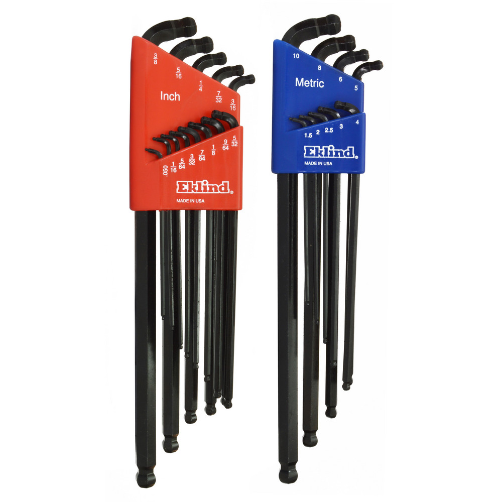 22 PC DOUBLE BALL HEX KEY SET (SAE/METRIC ) - L-Handle Double Ball Hex Key Sets