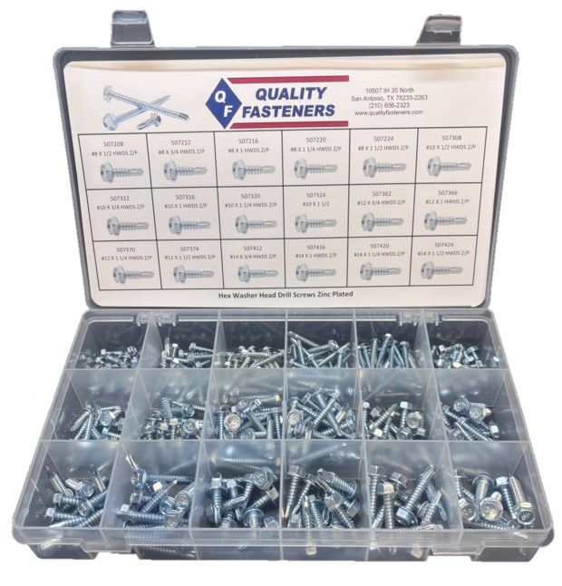 HEX WASHER DRILL SCREW Z/P ASSORTMENT (#8 - #14) - Self Drilling Screw Assortments
