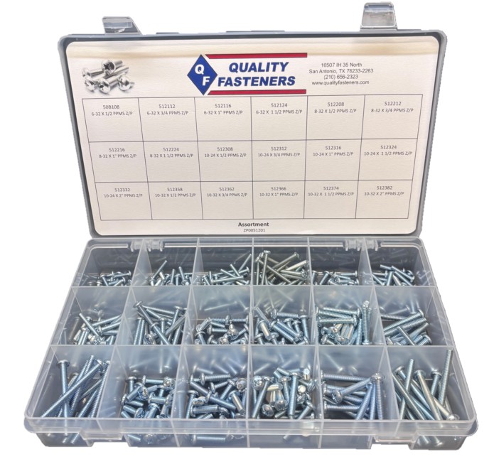 PAN PHIL MACHINE SCREW Z/P ASSORTMENT (6-32 - 10-32) - Machine Screw Assortments