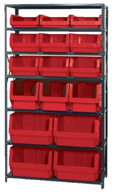MAGNUM BIN SHELVING UNIT - 16 BINS RED - Staionary Bin Shelving