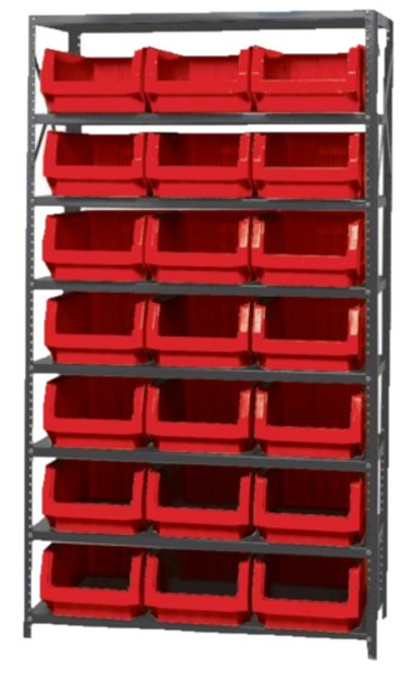 MAGNUM BIN SHELVING UNIT - 21 BINS RED - Staionary Bin Shelving