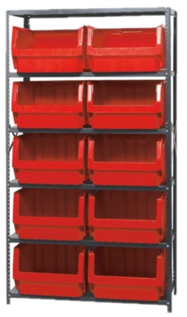 MAGNUM BIN SHELVING UNIT - 10 BINS RED - Staionary Bin Shelving