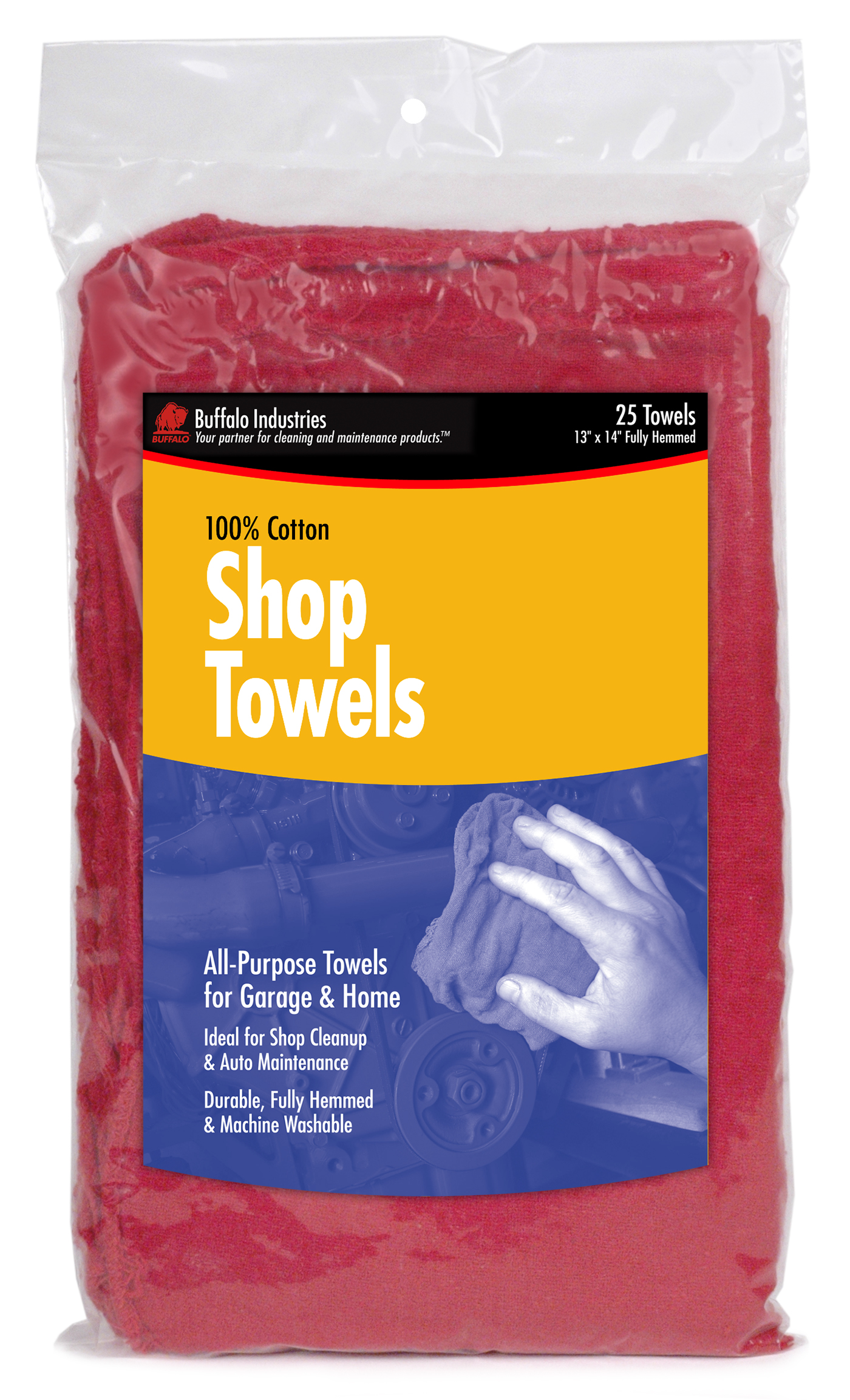 RED SHOP TOWELS - 25/PACK - Shop Towels