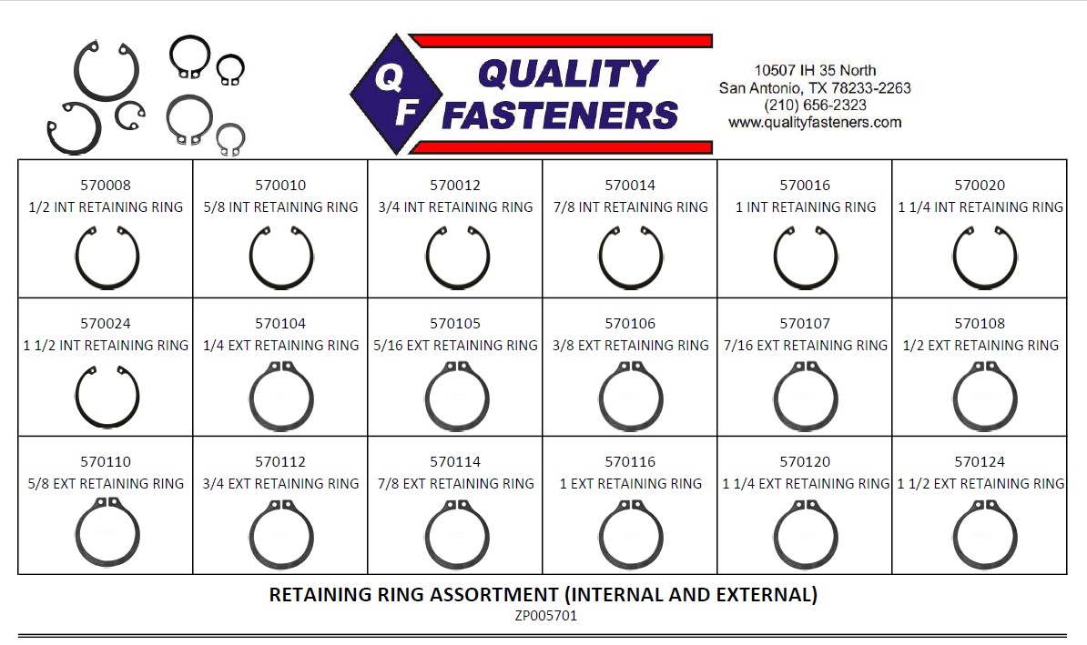 RETAINING RING STEEL ASSORTMENT (INT 1/2 - 1-1/2 / EXT 1/4 - 1-1/2 ...