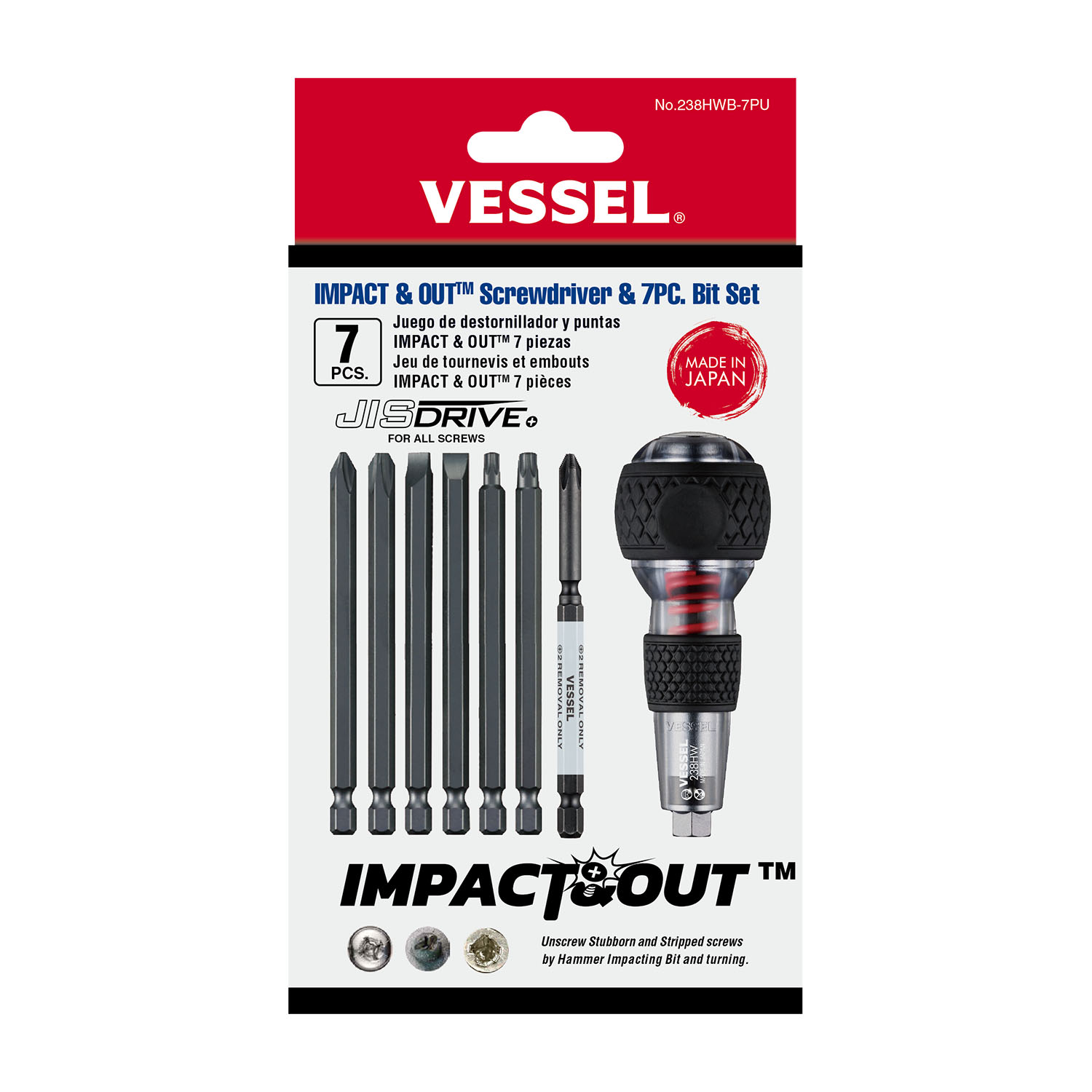 IMPACT & OUT SCREWDRIVER 7 PC - Multi-Bit Screwdrivers