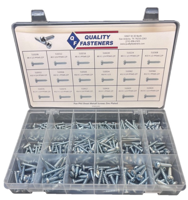 PAN PHIL SHEET METAL SCREW Z/P ASSORTMENT (#8 - #14) - Self Tapping Screw Assortments