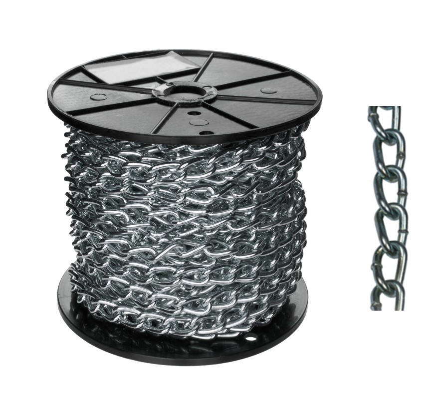 2/0 X 100 FT TWIST LINK MACHINE CHAIN Z/P - Twist Link Chain